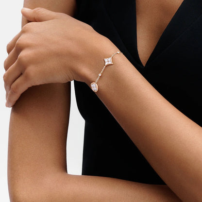 [Gaonasi]STAR AND SUN 4 MOTIF WHITE MOP PINK GOLD BRACELET