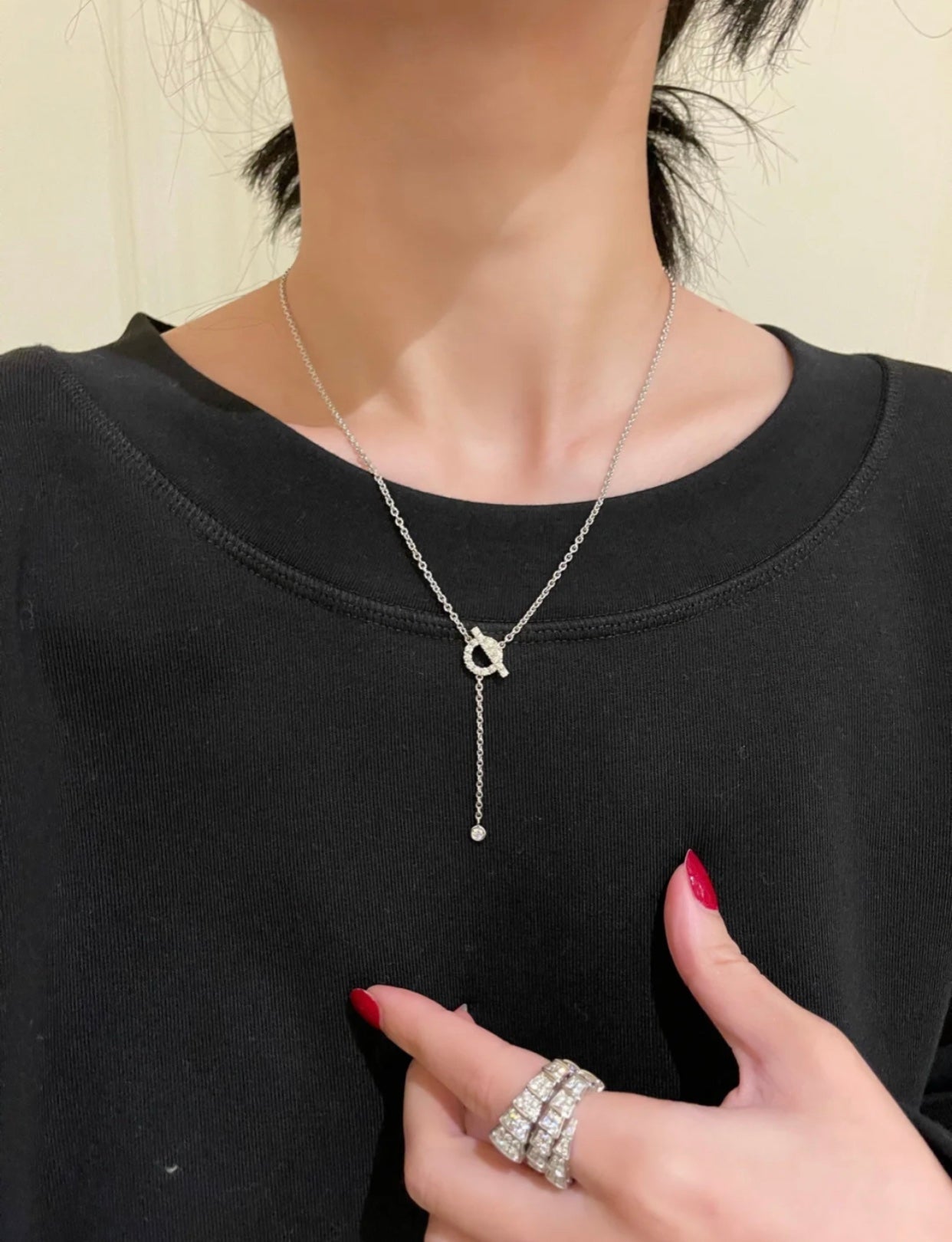 [Gaonasi]FINESSE SILVER DIAMOND NECKLACE