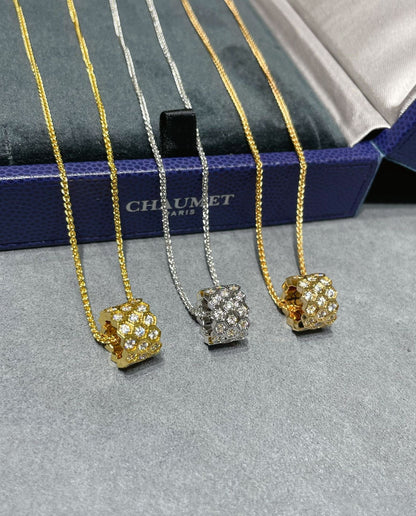 [Gaonasi]BEE LOVE DIAMOND PAVED 3 ROW NECKLACE