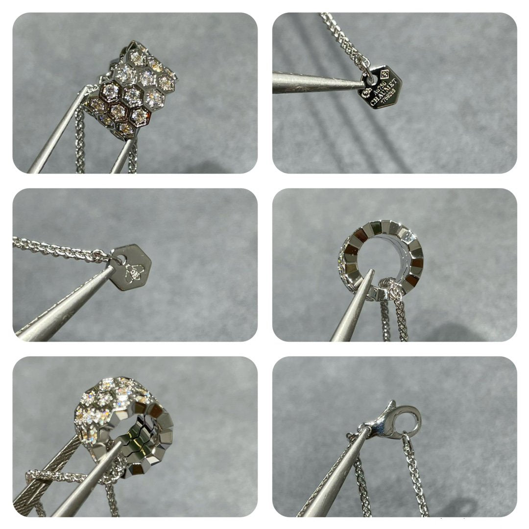 [Gaonasi]BEE LOVE DIAMOND PAVED 3 ROW NECKLACE