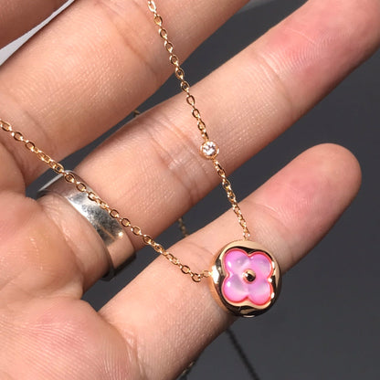 [Gaonasi]COLOR BLOSSOM PINK MOP SUN GOLD NECKLACE