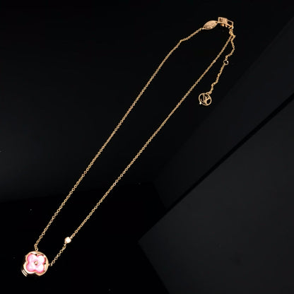 [Gaonasi]COLOR BLOSSOM PINK MOP SUN GOLD NECKLACE
