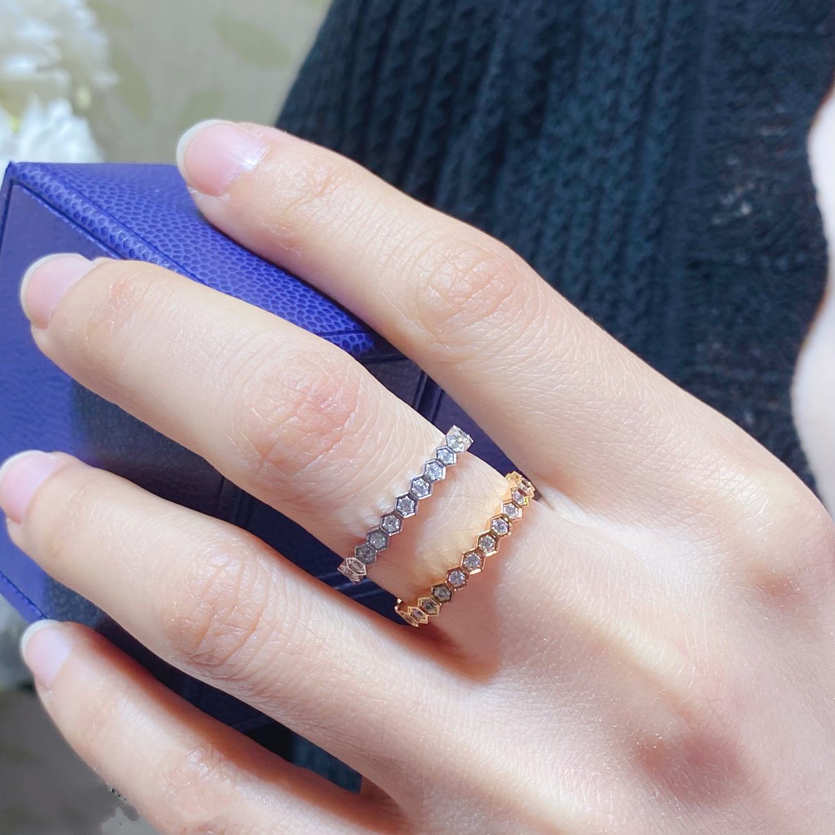 [Gaonasi]BEE LOVE DIAMOND PAVED SMALL RING
