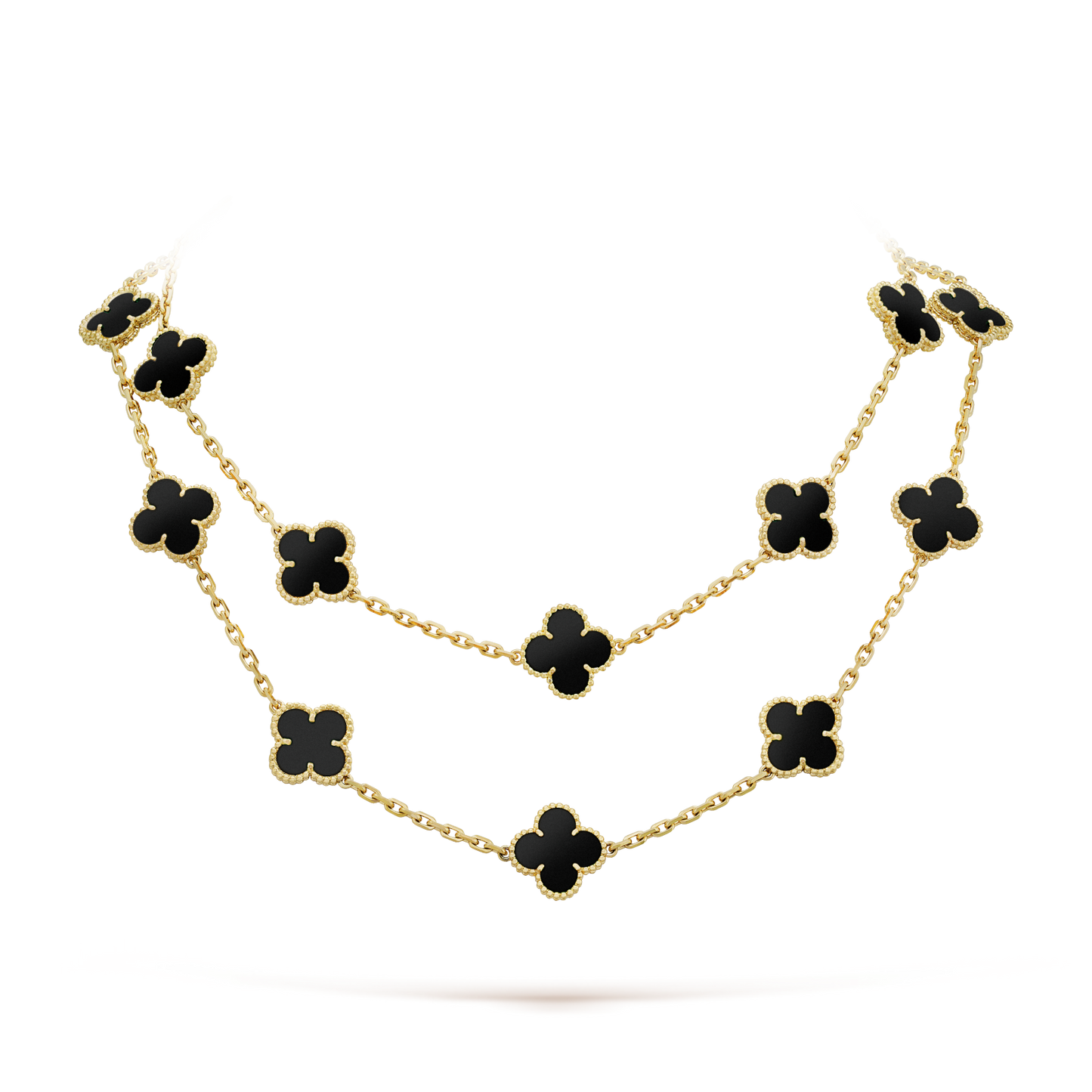 [Gaonasi]CLOVER 20 MOTIFS ONYX NECKLACE