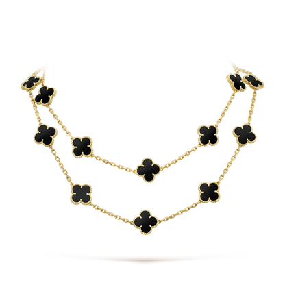 [Gaonasi]CLOVER 20 MOTIFS ONYX NECKLACE