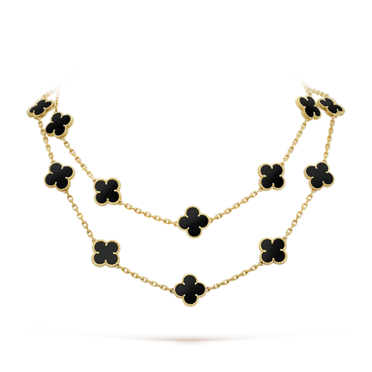 [Gaonasi]CLOVER 20 MOTIFS ONYX NECKLACE