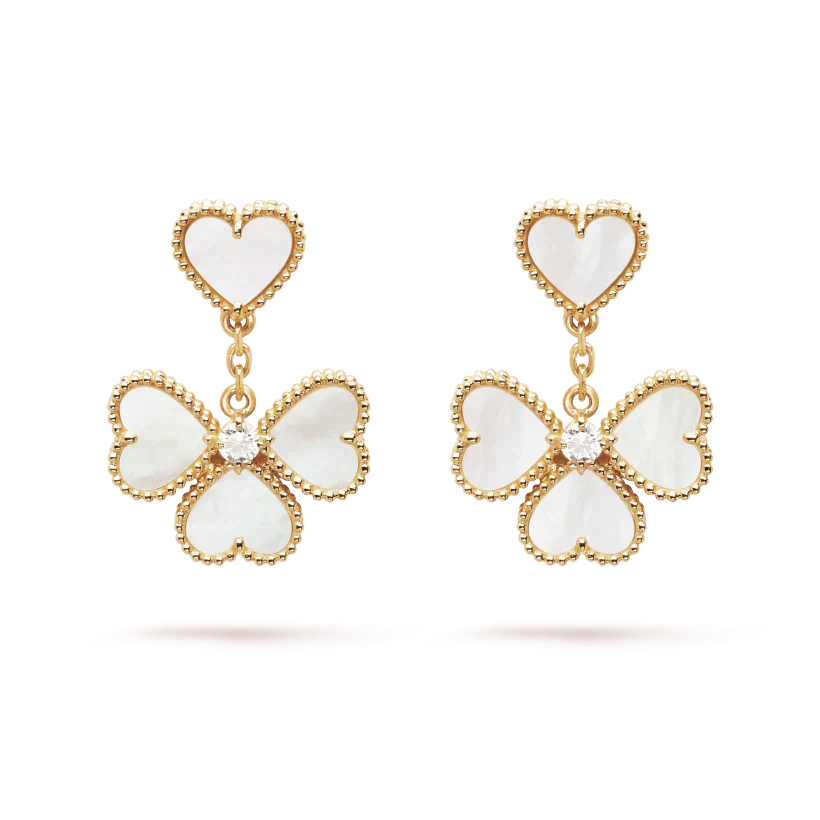 [Gaonasi]CLOVER SWEET WHITE MOP EARRINGS
