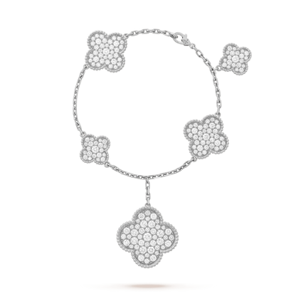 [Gaonasi]CLOVER 6 MOTIFS SILVER DIAMOND BRACELET