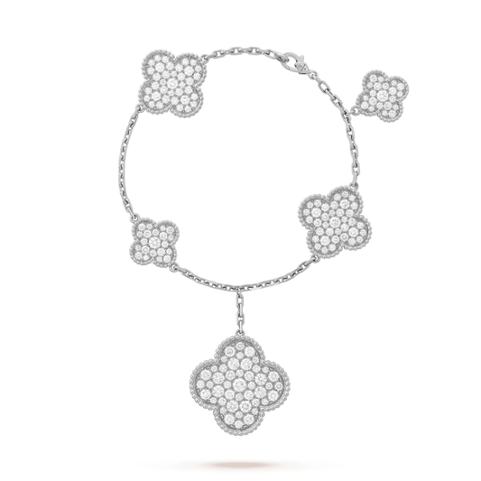 [Gaonasi]CLOVER 6 MOTIFS SILVER DIAMOND BRACELET