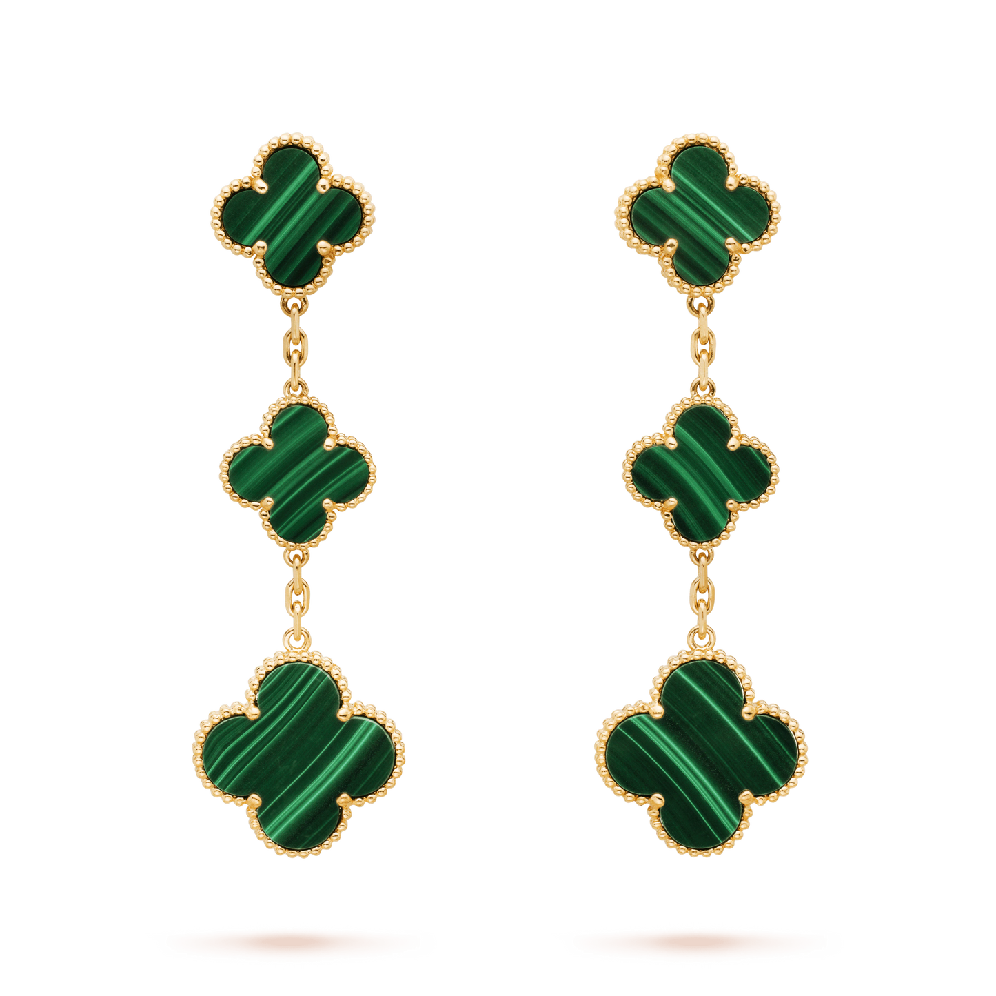[Gaonasi]CLOVER MALACHITE 3 MOTIFS GOLD