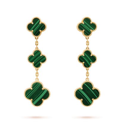 [Gaonasi]CLOVER MALACHITE 3 MOTIFS GOLD