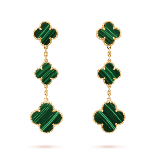 [Gaonasi]CLOVER MALACHITE 3 MOTIFS GOLD