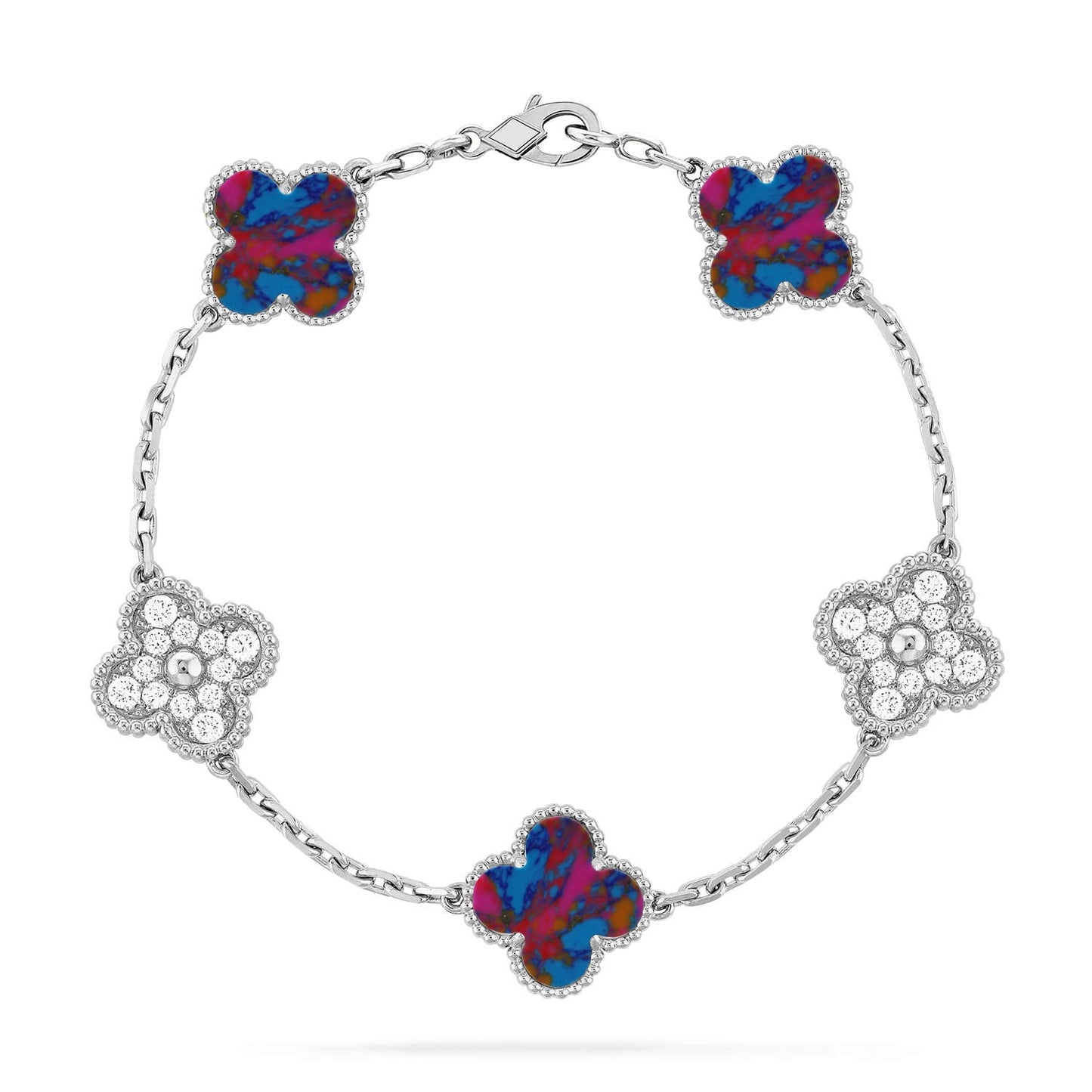 [Gaonasi]CLOVER 5 MOTIF COLOR GEMSTONES BRACELET COLLECTION