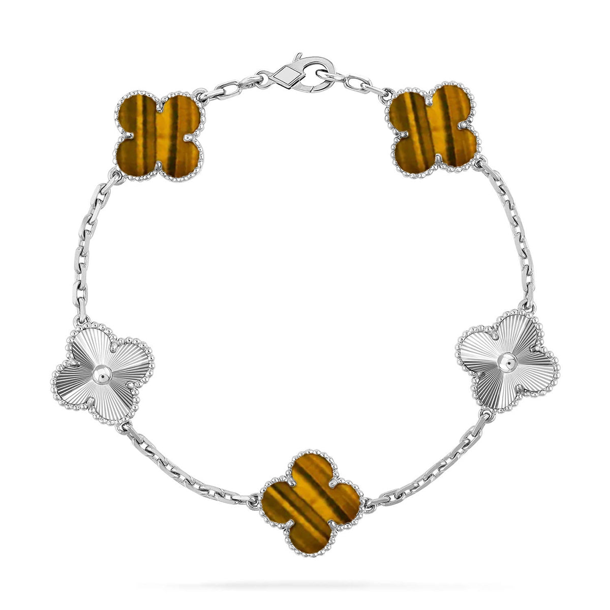 [Gaonasi] CLOVER 5 MOTIFS TIGER EYE BRACELET COLLECTION