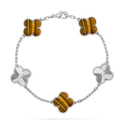 [Gaonasi] CLOVER 5 MOTIFS TIGER EYE BRACELET COLLECTION