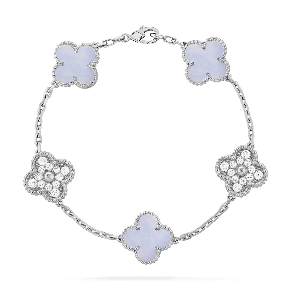 [Gaonasi] CLOVER 5 MOTIF PURPLE CHALCEDONY BRACELET COLLECTION