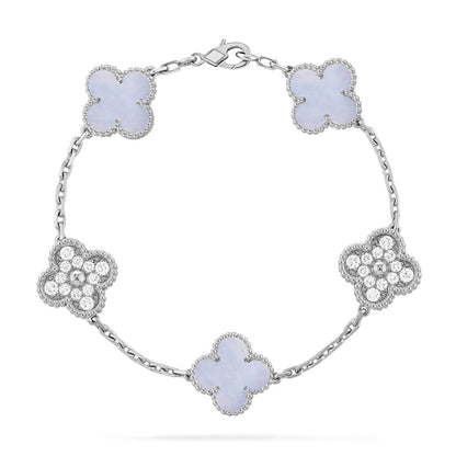 [Gaonasi] CLOVER 5 MOTIF PURPLE CHALCEDONY BRACELET COLLECTION