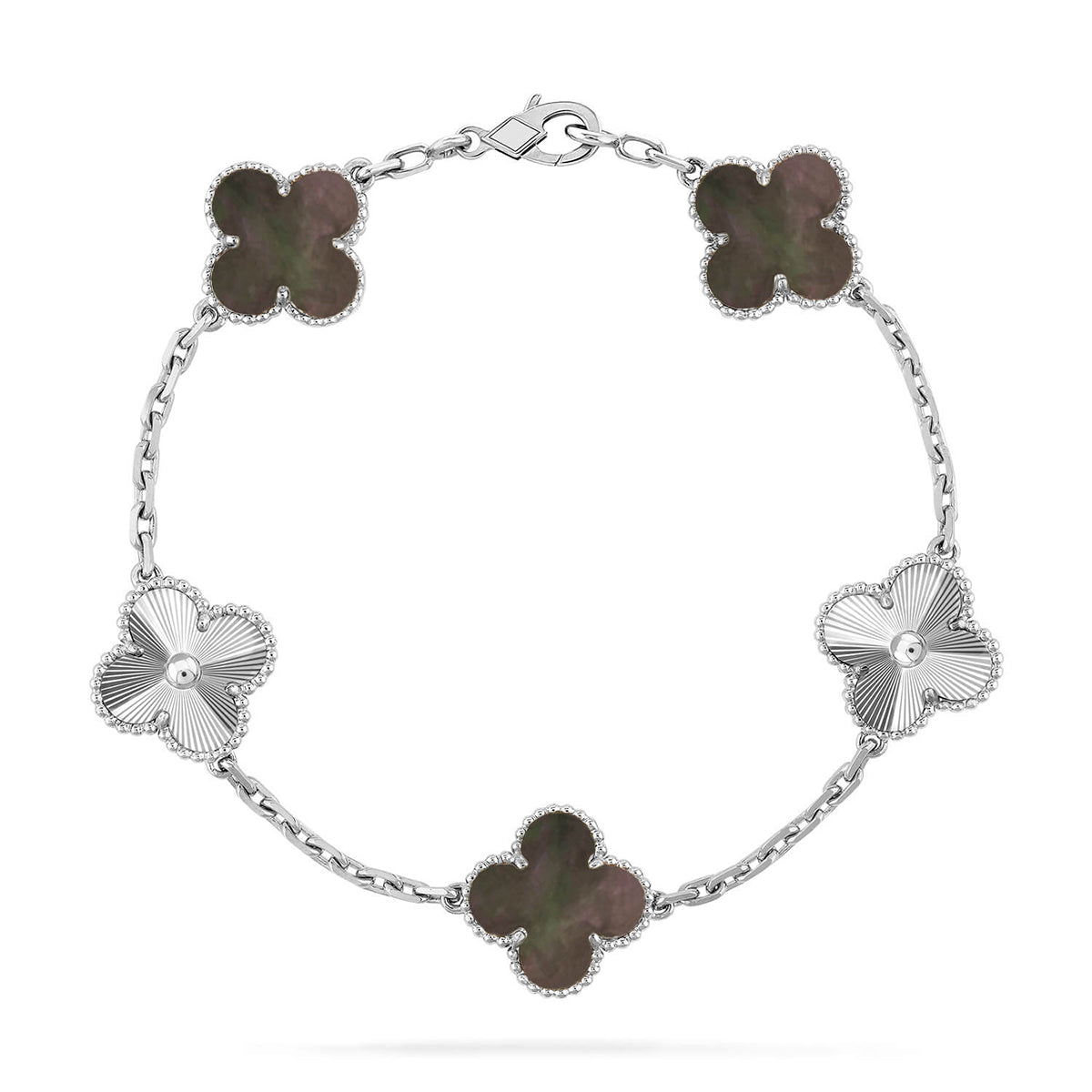 [Gaonasi] CLOVER 5 MOTIF GRAY MOP BRACELET COLLECTION