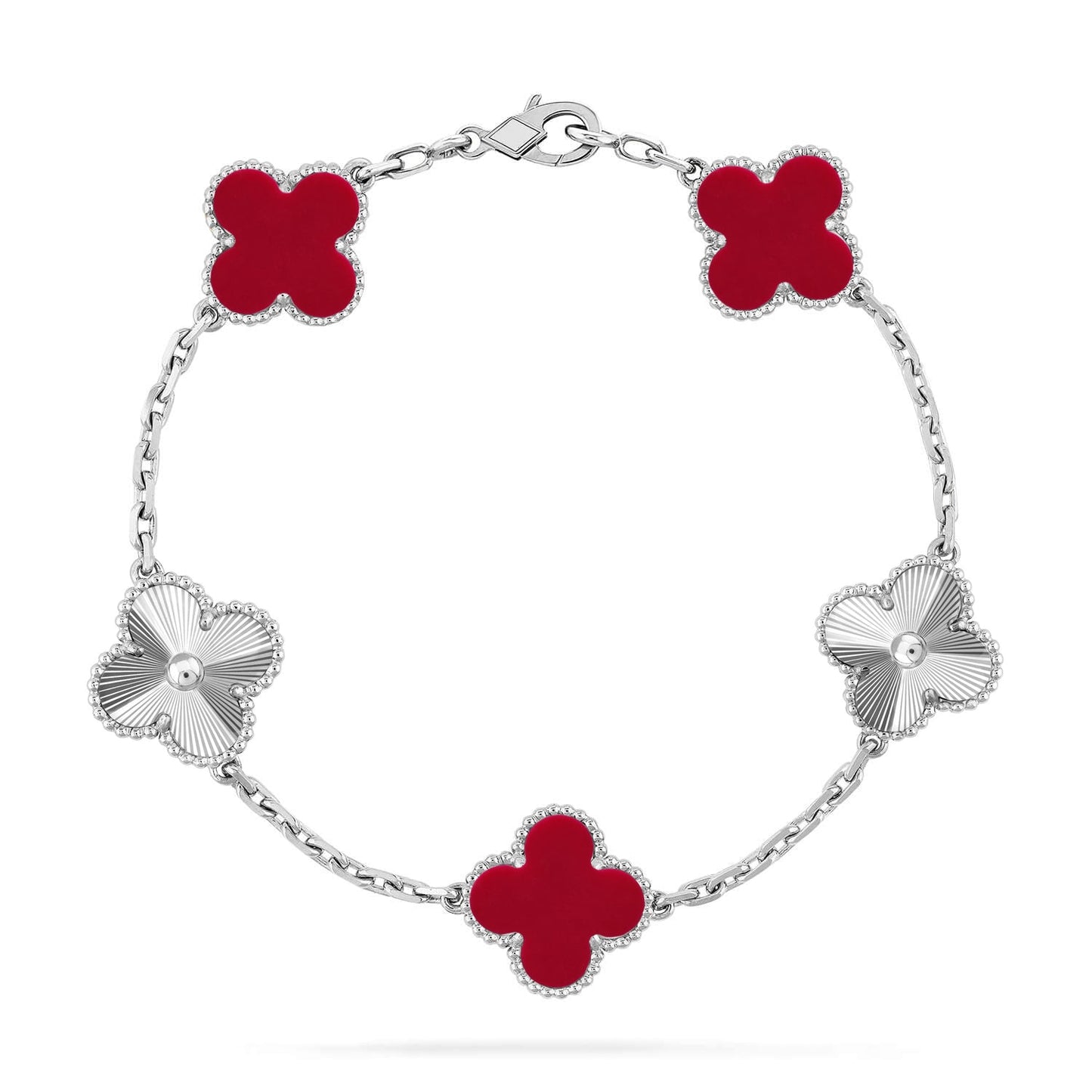 [Gaonasi] CLOVER 5 MOTIF RED CORNELIAN BRACELET COLLECTION