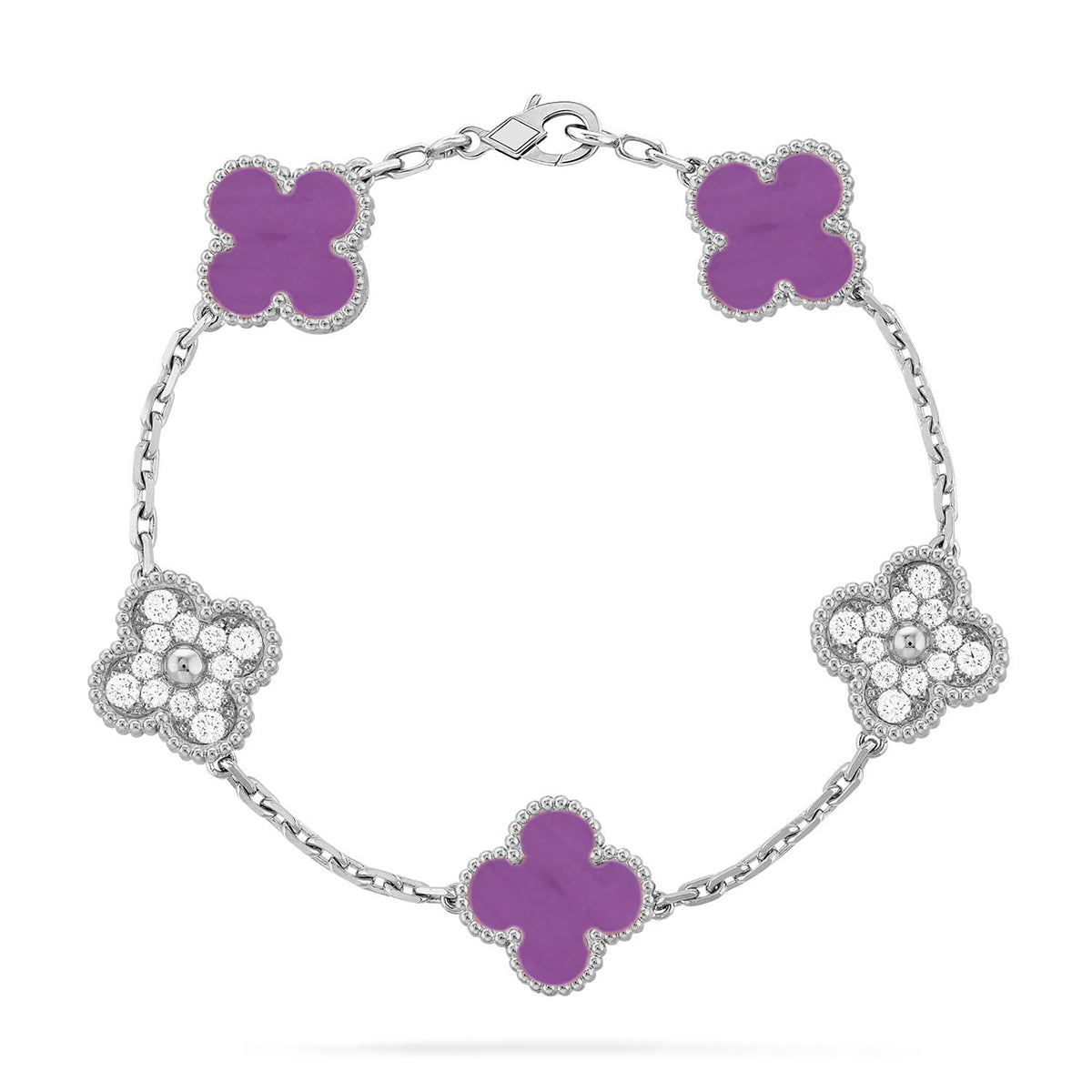 [Gaonasi] CLOVER 5 MOTIF VIOLET BRACELET COLLECTION