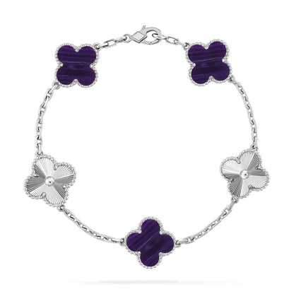 [Gaonasi]CLOVER 5 MOTIF PURPLE STRIPES BRACELET COLLECTION