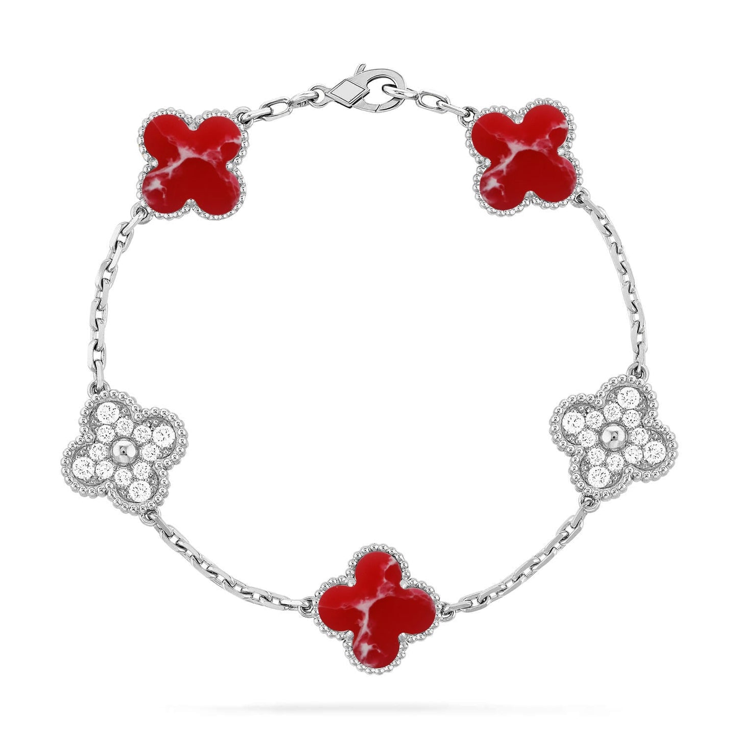 [Gaonasi]CLOVER 5 MOTIF RED PATTERN BRACELET COLLECTION