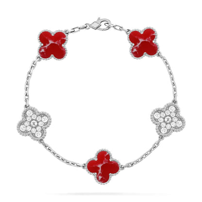 [Gaonasi]CLOVER 5 MOTIF RED PATTERN BRACELET COLLECTION