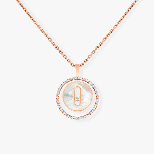 [Cadisa]LUCKY MOVE 1 DIAMOND WHITE MOTHER OF PEARL PINK GOLD DIAMOND NECKLACE