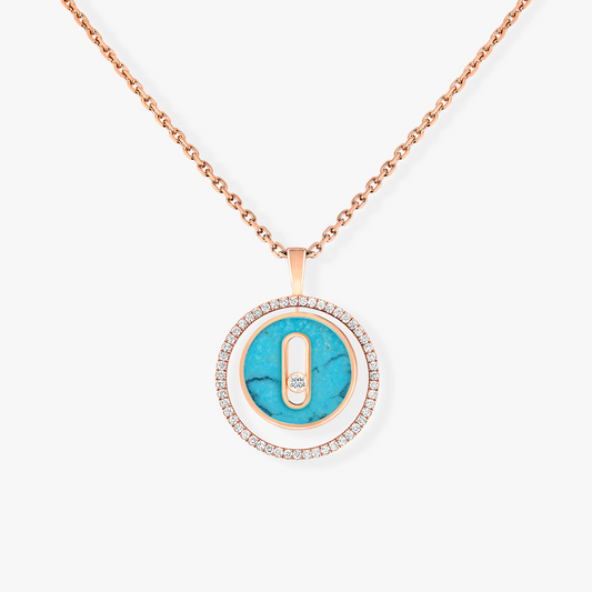 [Cadisa]LUCKY MOVE 1 DIAMOND TURQUOISE PINK GOLD DIAMOND NECKLACE