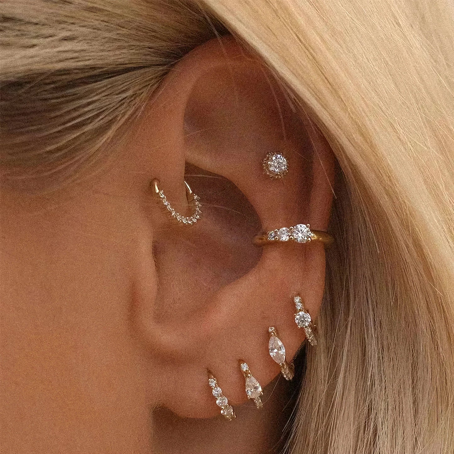 [Gaonasi]Mariah Mini Diamond Hoops