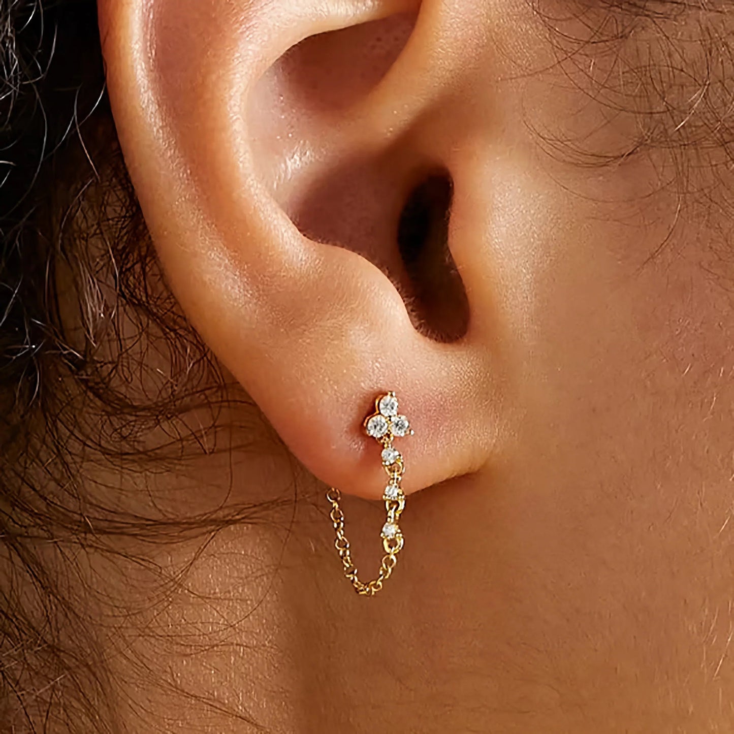 [Gaonasi]Daniella Diamond Chain Stud