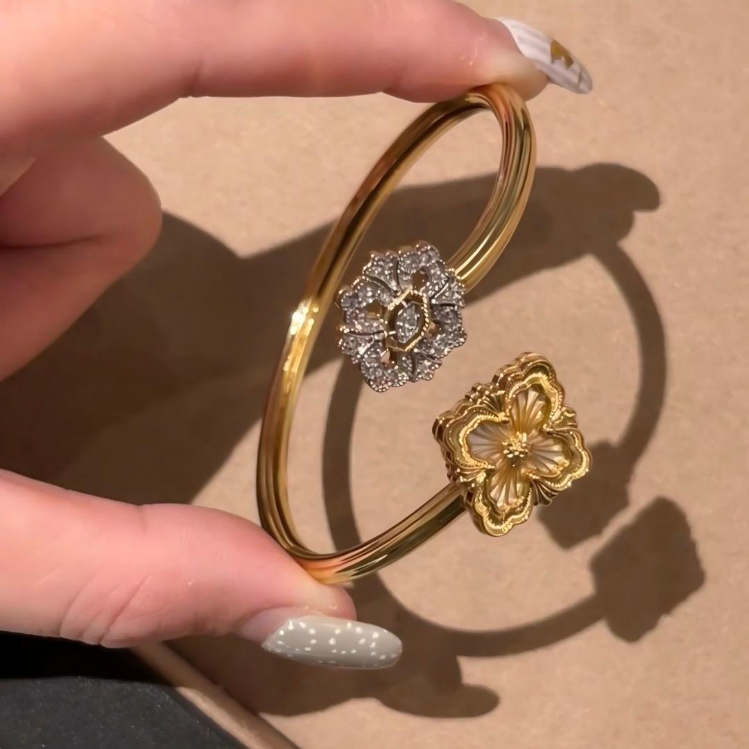 [Cadisa JEWELRY] OPERA TULLE  GOLD BRACELET WITH ENAMEL BACKGROUND