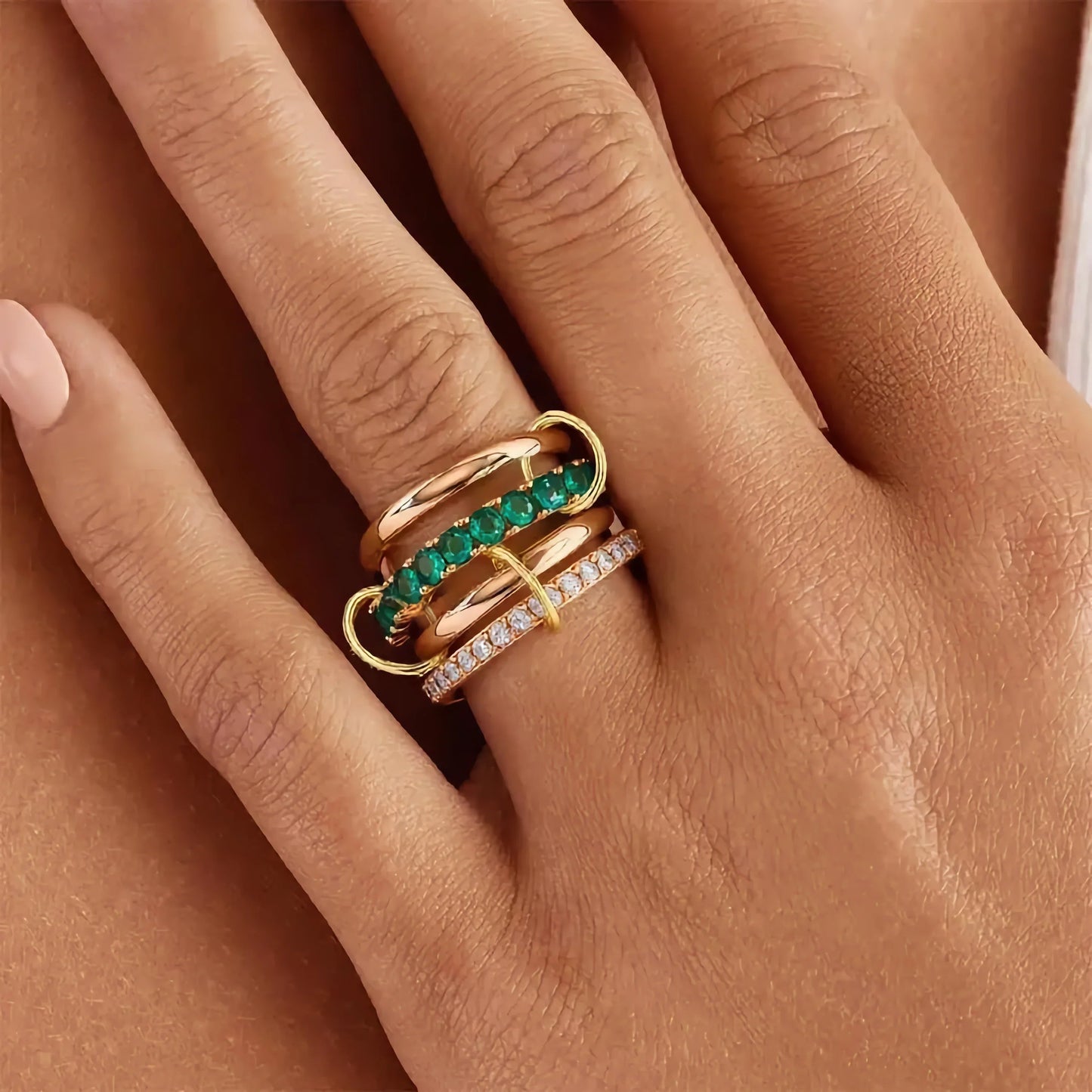 [Gaonasi]Imani Stacked Diamond Ring