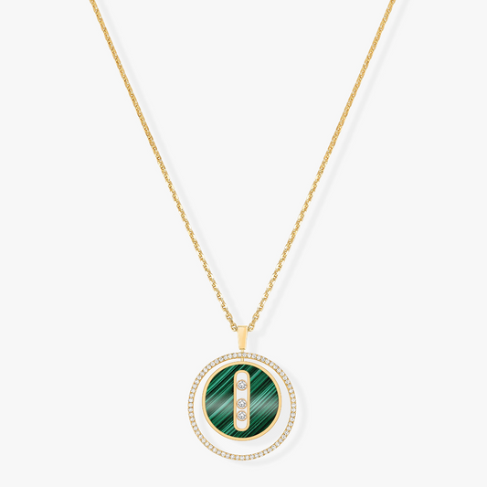 [Cadisa]LUCKY MOVE 3 DIAMOND MALACHITE GOLD DIAMOND NECKLACE