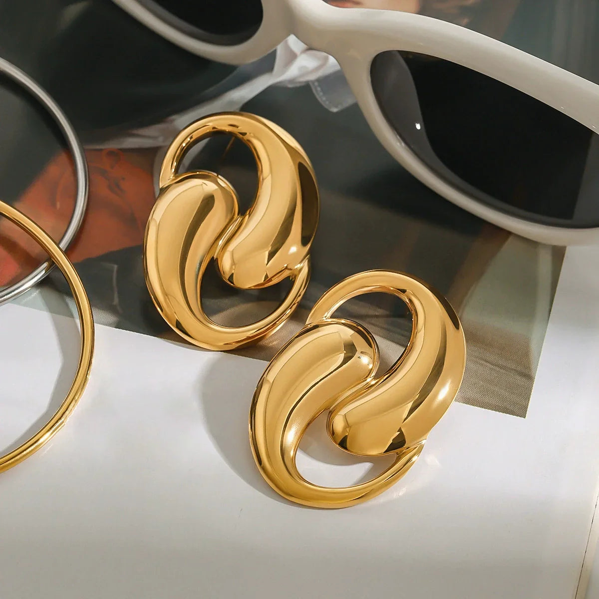 [Gaonasi]Dansley Water Drop Gold Earrings