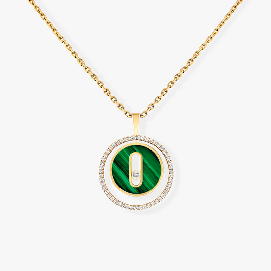 [Cadisa]LUCKY MOVE 1 DIAMOND MALACHITE GOLD DIAMOND NECKLACE