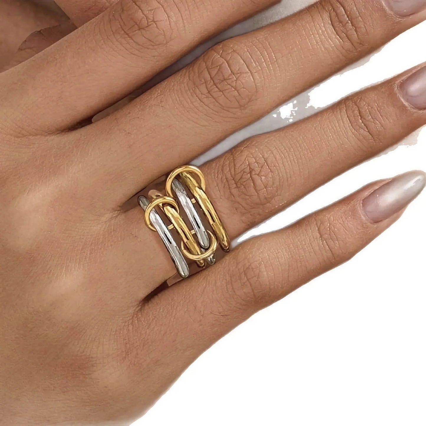 [Gaonasi]Alexandria Two-Tone Stacked Ring