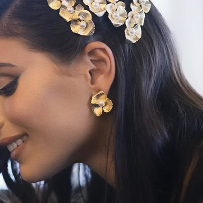 [Gaonasi]Klara Floral Pearl Earrings