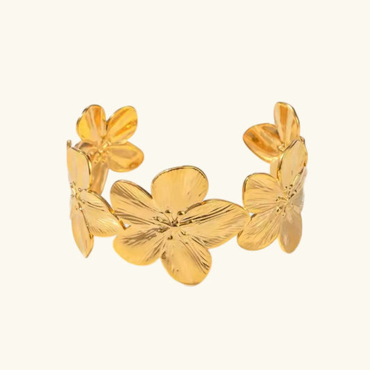 [Gaonasi]Ophelie Gold Floral Bangle