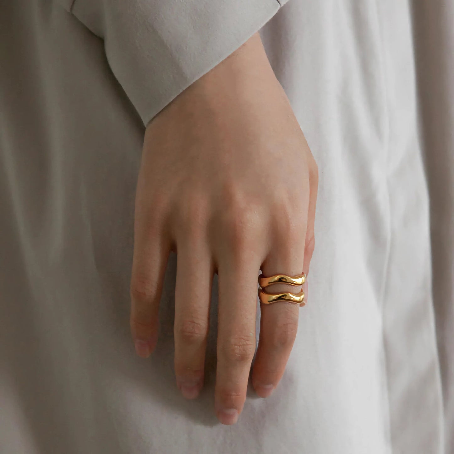 [Gaonasi]Lunaria Gold Wave Ring