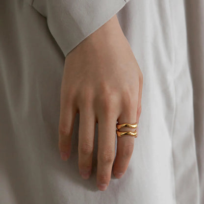 [Gaonasi]Lunaria Gold Wave Ring