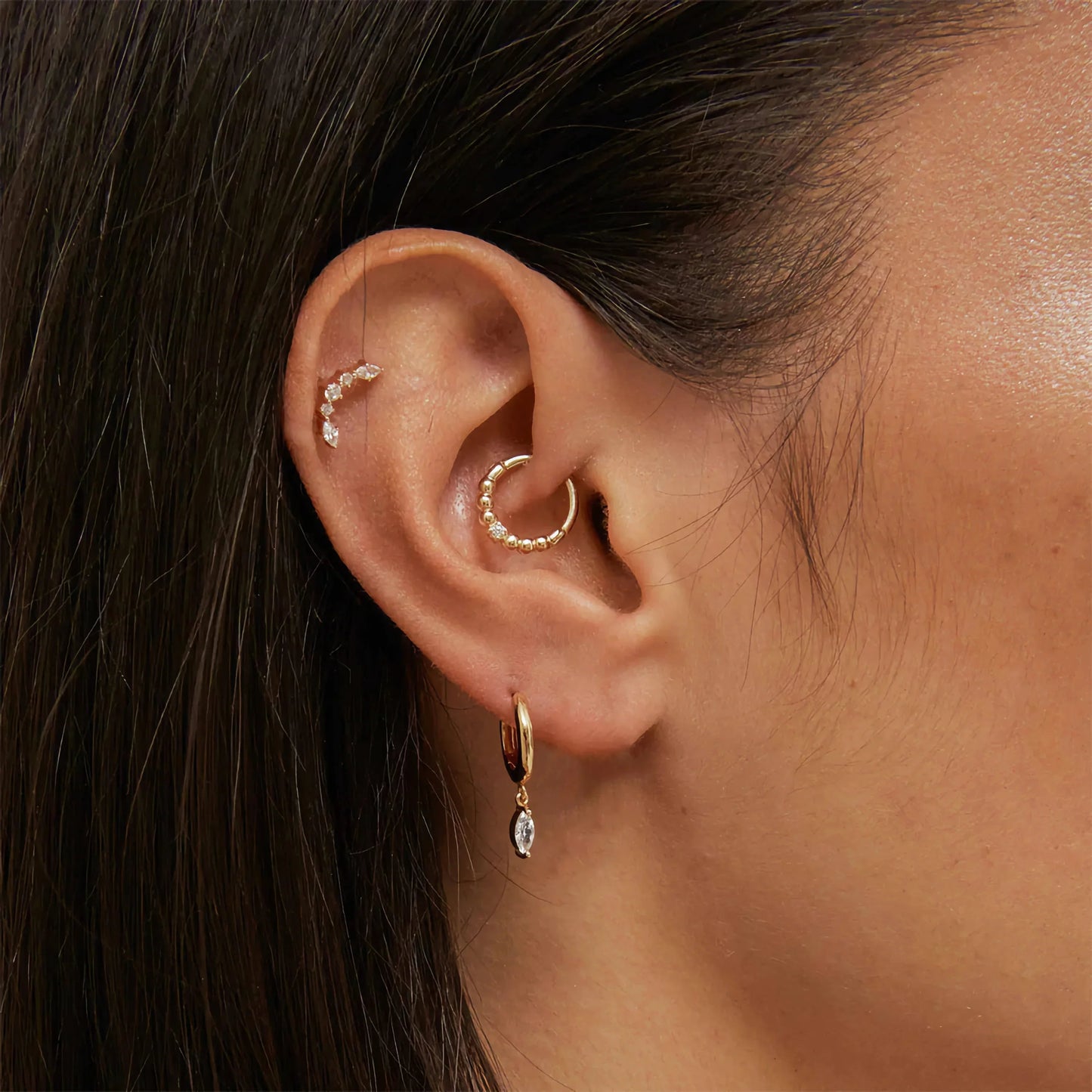 [Gaonasi]Lacey Diamond Hoops
