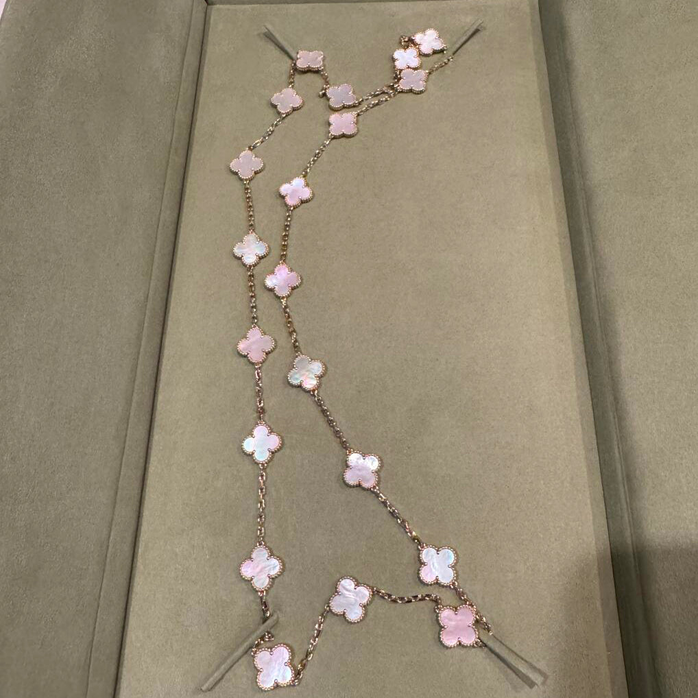[Gaonasi]CLOVER 20 MOTIFS PINK MOP NECKLACE