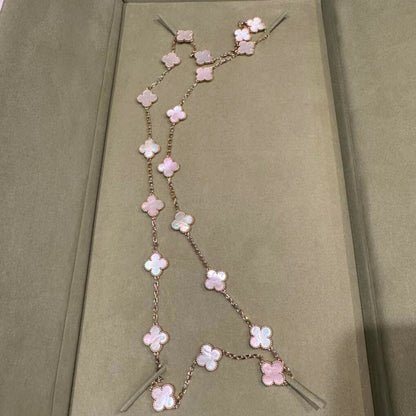 [Gaonasi]CLOVER 20 MOTIFS PINK MOP NECKLACE