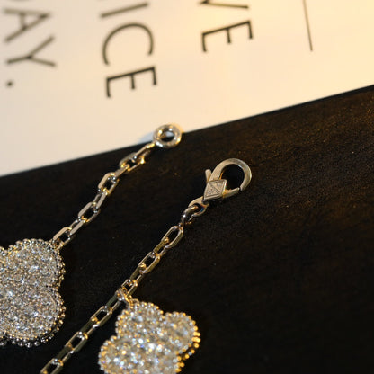 [Gaonasi]CLOVER BRACELET 5 MOTIF SILVER DIAMOND PAVED