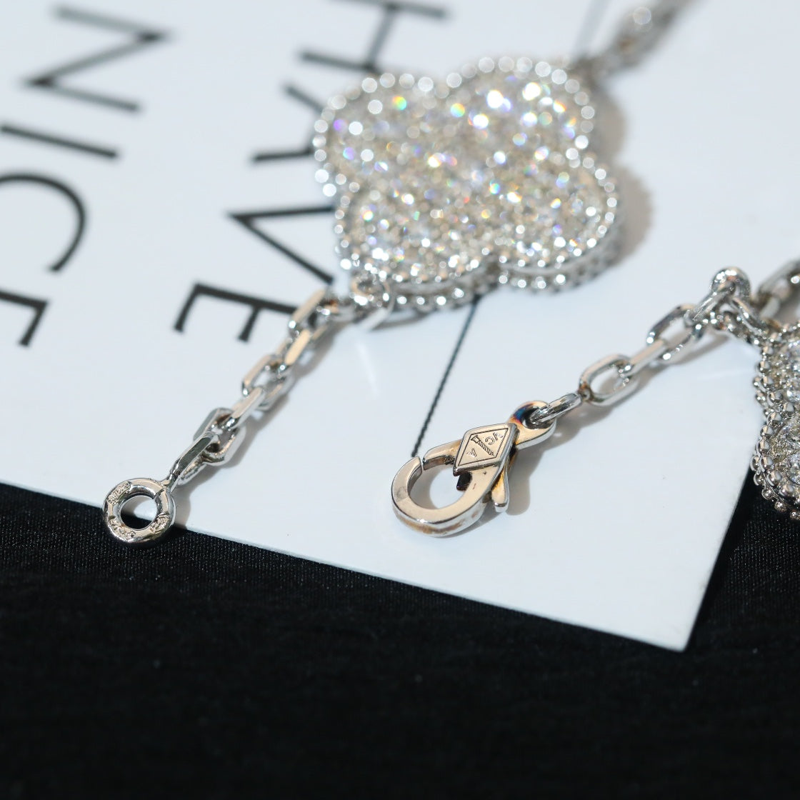 [Gaonasi]CLOVER BRACELET 5 MOTIF SILVER DIAMOND PAVED
