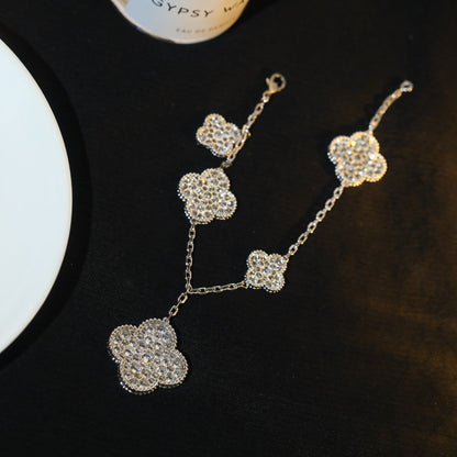 [Gaonasi]CLOVER BRACELET 5 MOTIF SILVER DIAMOND PAVED