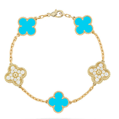 [Gaonasi] CLOVER 5 MOTIF TURQUOISE BRACELET COLLECTION