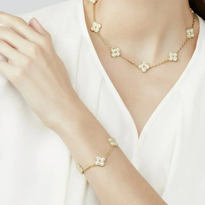 [Gaonasi] CLOVER 5 MOTIF FULL DIAMOND BRACELET COLLECTION
