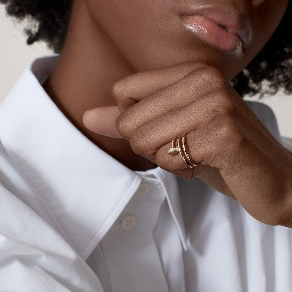 [Gaonasi Jewelry]JUSTE RING 4.8MM HALF DIAMOND